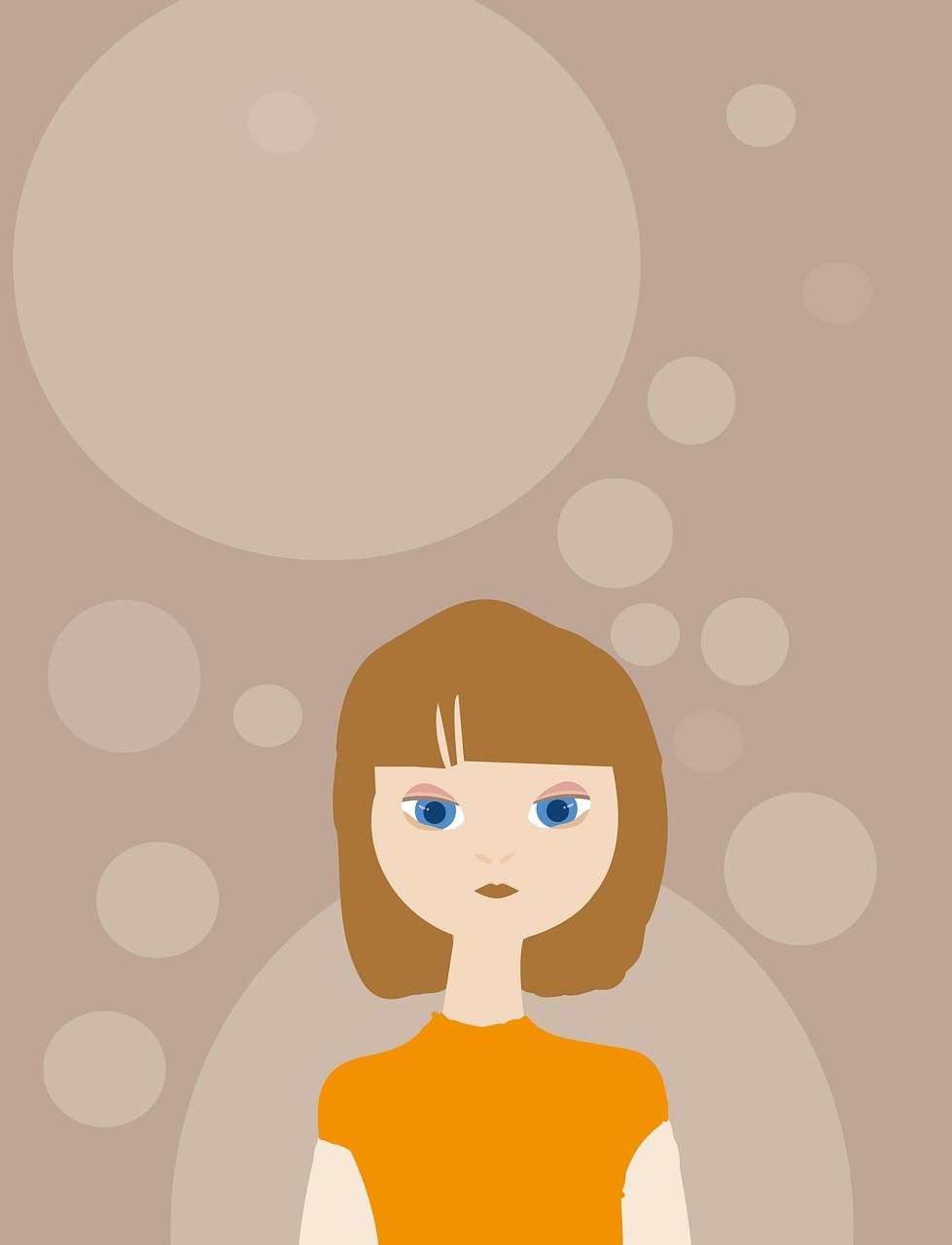 girl, woman, cartoon, thinking, youthful, art, digital art